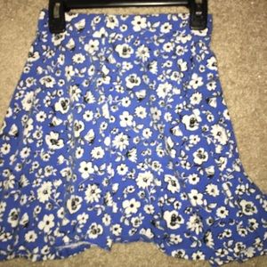 SO carolina blue floral skater skirt